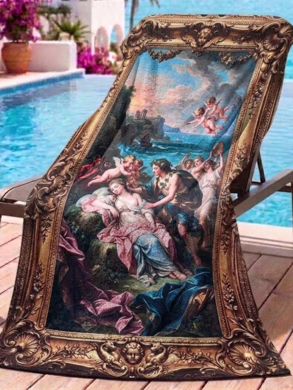 Conceptual Subculture Bacchus & Ariadne Mythology 71" x 39" beach towel Baroque